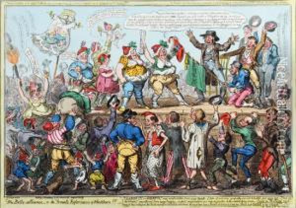The Belle Alliance, Or The Female Reformers Of Blackburn!!! Oil Painting - George Cruickshank