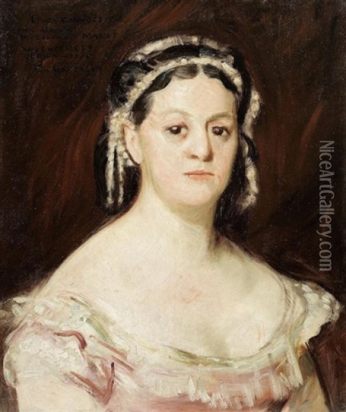Portrait De Femme, Etude, Par Eva Gonzales Et Edouard Manet Oil Painting - Eva Gonzales