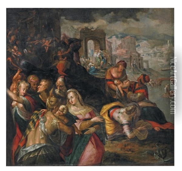 Biblische Szene (bethlehemitischer Kindermord?) Oil Painting - Gillis van Valckenborch