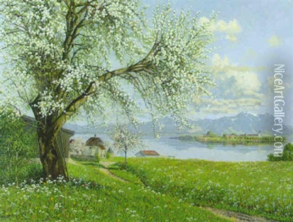 Chiemsee-landschaft Zur Zeit Der Baumblute Oil Painting - Philipp Graf