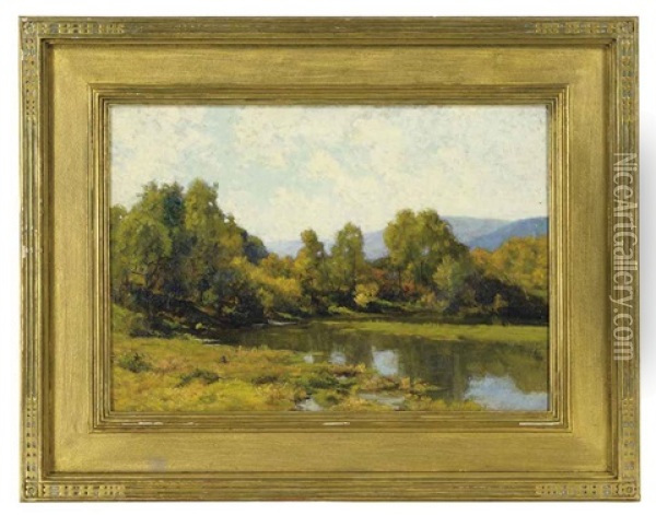 A Wooded Stream In Summer Oil Painting - Hugh Bolton Jones