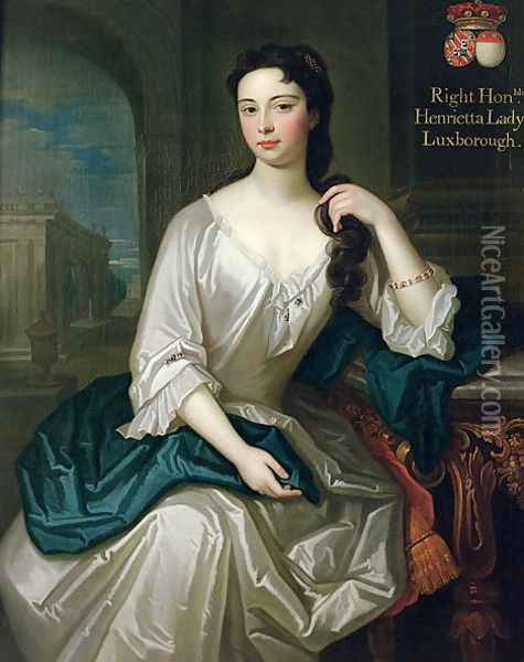 Portrait of Henrietta, daughter of Henry, 1st Viscount St. John, married in 1727 Robert Knight, created Baron Luxborough of Shannon in 1745 Oil Painting - Charles d' Agar