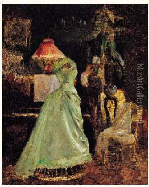 La Robe De Bal, Circa 1900 Oil Painting - Richard Emile Miller