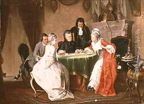 The Card Game Oil Painting - Johann Joseph Geisser