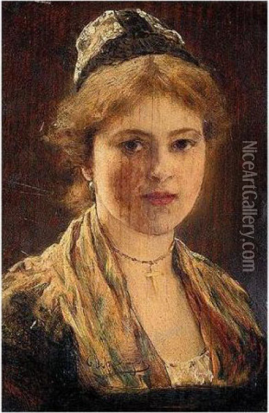 Portrait Of A Woman Oil Painting - Franz Von Defregger