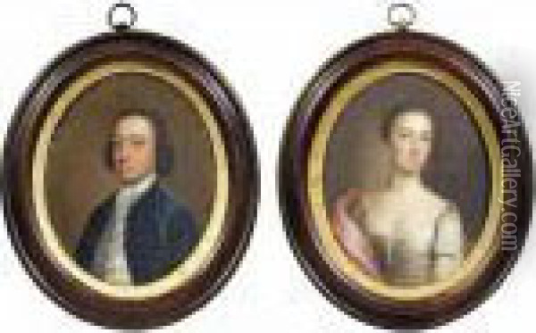 Portrait Of A Gentleman; And His Wife Oil Painting - Arthur Devis