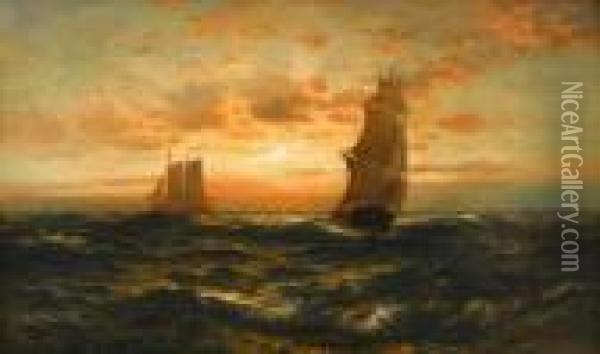 Square Rigger At Sea Oil Painting - Edward Moran
