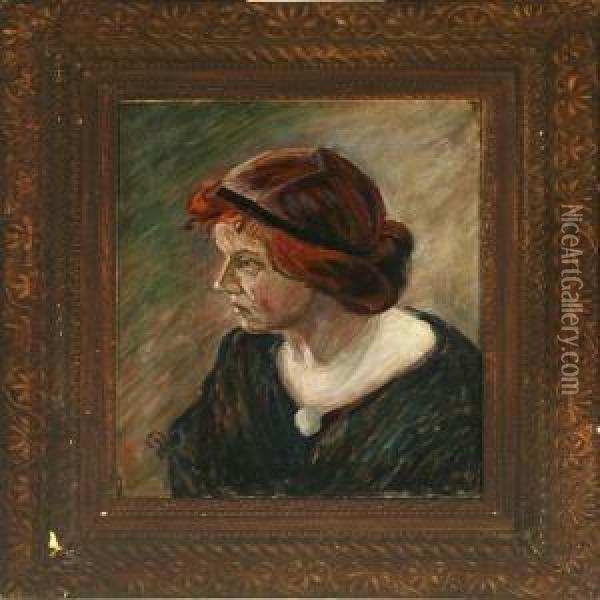 Portrait Of Kainielsen's Wife Oil Painting - Peter Marius Hansen