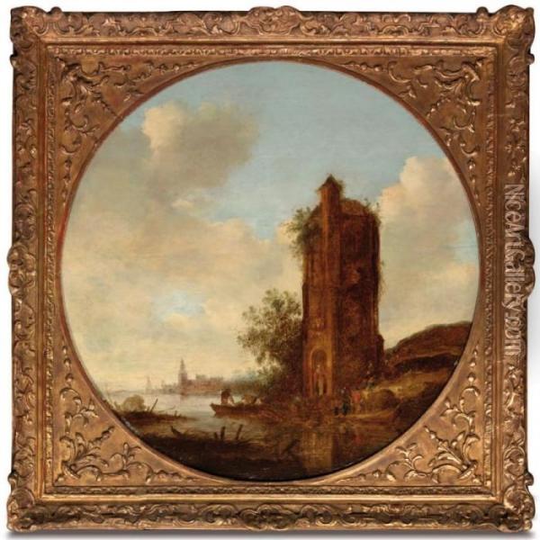 Paysage A La Tour A L'entree D'un Estuaire Oil Painting - Jan van Goyen