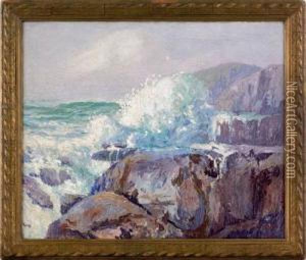 Coastal Scene Oil Painting - Sigurd Solver Schou