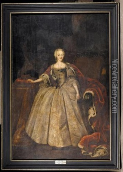 Portrait Of Duchess Louise Of Saxe-hildburghausen, Daughter Of King Christian Vi Of Denmark Oil Painting - Johann Salomon Wahl