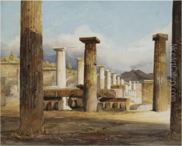 Ruins Of Pompeii Oil Painting - Jean-Baptiste Louis Hubert