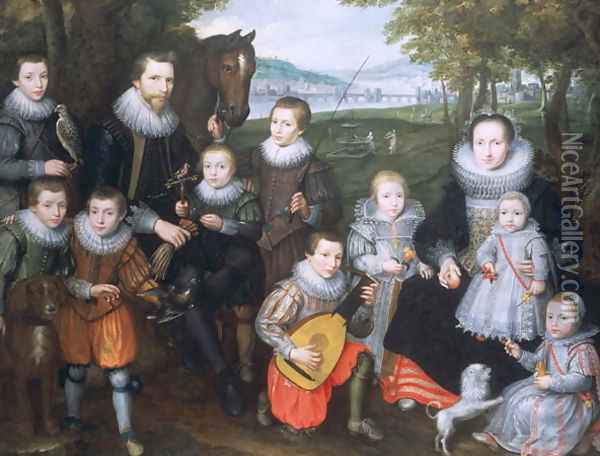 Portrait of a Family Group, c.1630 Oil Painting - Cornelis De Vos