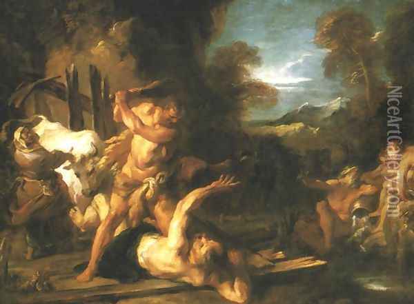 Hercules and Cacus Oil Painting - Francois Lemoine (see Lemoyne)