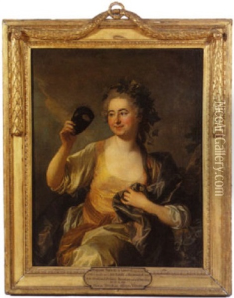 Portrait De Francoise Piquefeu De Longpre, En Thalie Oil Painting - Louis Michel van Loo