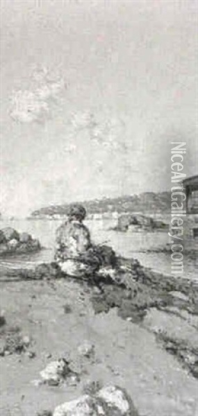 Overlooking The Bay Of Naples Oil Painting - Giuseppe Carelli