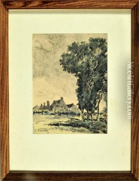 Blick Auf Die Hauser Eines Dorfes In Flandern Oil Painting - Albert Reich