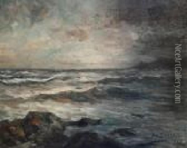 Turbelent Sea Under A Dark Sky Oil Painting - Armand Jamar