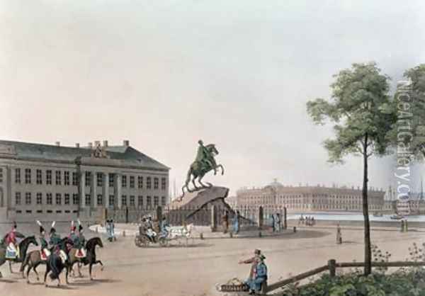 View of the Place of Peter the Great and the Senate House at St Petersburg Oil Painting - Mornay