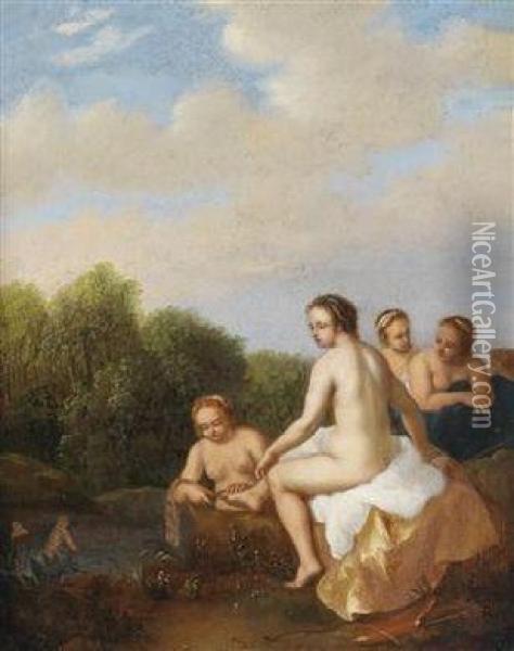 Nymphs Bathing Oil Painting - Cornelis Van Poelenburch