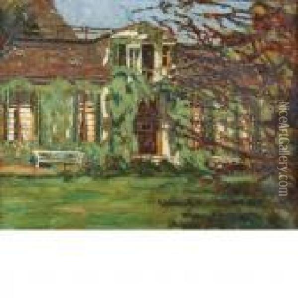 House And Garden Oil Painting - Wilhelm Trubner