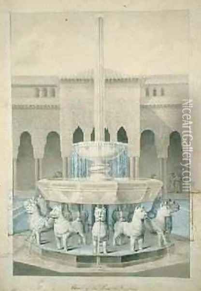 Fountain in the Court of the Lions Alhambra from The Arabian Antiquities of Spain Oil Painting - Murphy, James Cavanagh