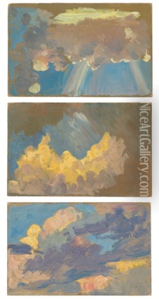 Three Cloud Studies Oil Painting - Osmar Schindler