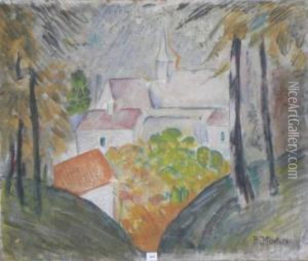 le Village Oil Painting - Mortier