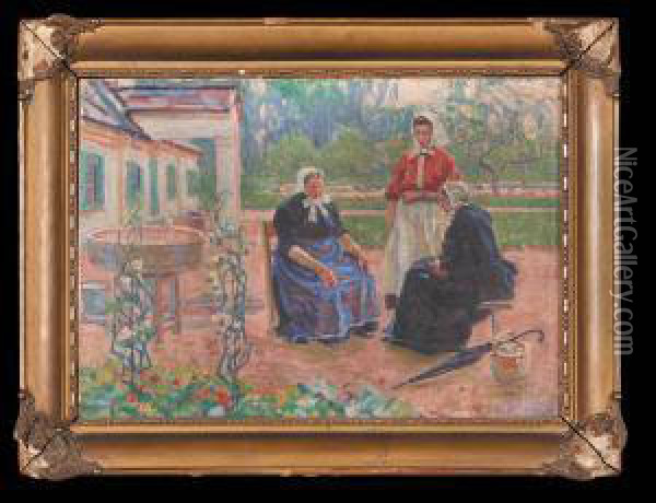 Kobiety Przed Dworem Oil Painting - Gustaw Pillati