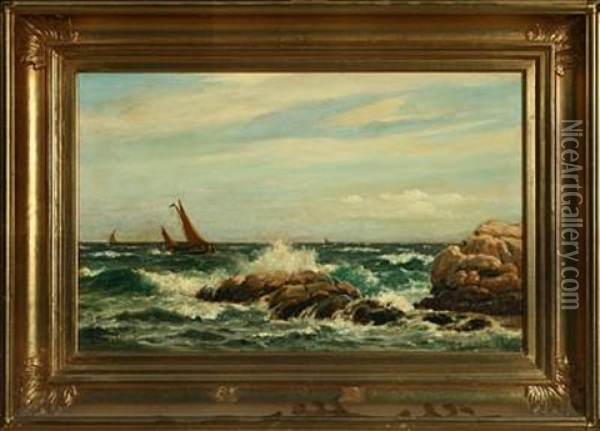 Sailing Boat Off The Scirococo Bay At Spalato, Dalmatia Oil Painting - Christian Frederic Eckardt