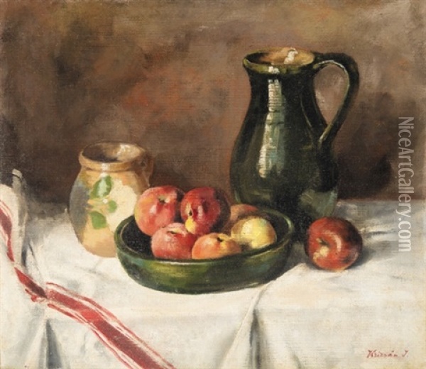 Still-life With Apples Oil Painting - Janos Krizsan