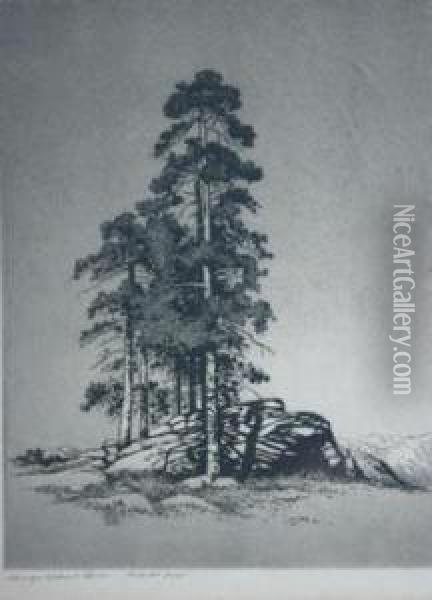 Sentinel Pines Oil Painting - George Elbert Burr