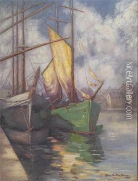 Breton Fishing Boats Oil Painting - Olive Dutton Green
