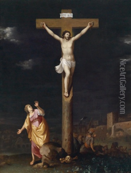 Die Kreuzigung Mit Maria Magdalena Oil Painting - Cornelis Van Poelenburgh