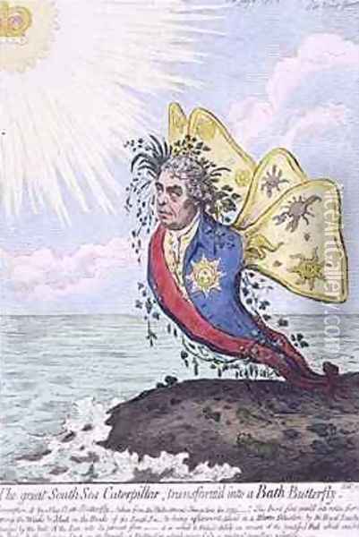 The Great South Sea Caterpillar transformd into a Bath Butterfly Oil Painting - James Gillray