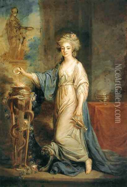 Portrait of a Woman as a Vestal Virgin Oil Painting - Angelica Kauffmann