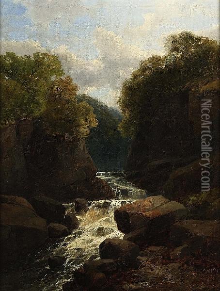Waterfall; Mountain Stream Oil Painting - John Brandon Smith
