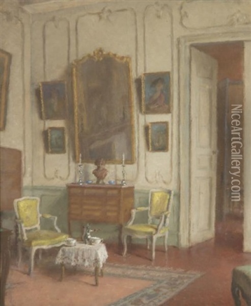 White Parlor Oil Painting - Leonce J. V. de Joncieres