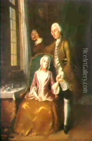 A Doctor Attending A Young Woman Seated Beside A Window Oil Painting - Jacob Buys
