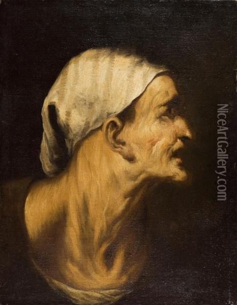 Profilo D'uomo Con Cappuccio Oil Painting - Antonio Carneo Concordia Sagittaria