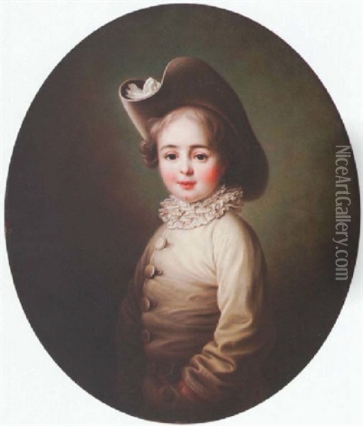 Portrait Of Herault De Sechelles As A Small Boy, Wearing A Pierrot Costume Oil Painting - Francois Hubert Drouais