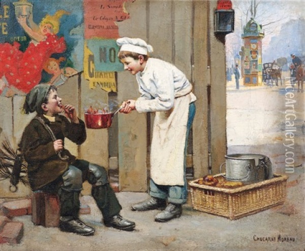 Les Bons Amis Oil Painting - Paul-Charles Chocarne-Moreau