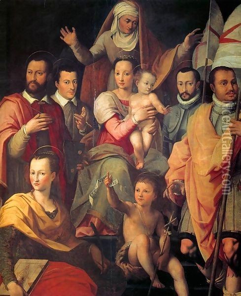 Virgin and Child with St Anne and Members of the Medici Family as Saints Oil Painting - Giovanni Maria Butteri