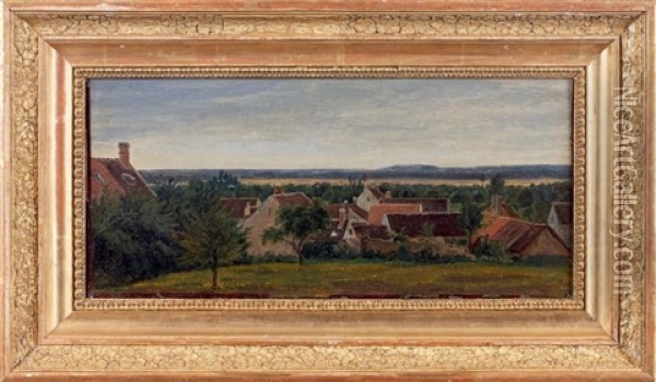 Vue Prise A Marlotte, Environs De Fontainebleau Oil Painting - Theodore Rousseau