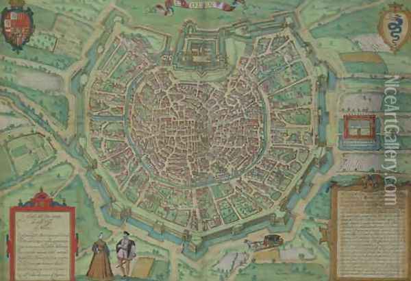 Map of Milan from Civitates Orbis Terrarum Oil Painting - Joris Hoefnagel