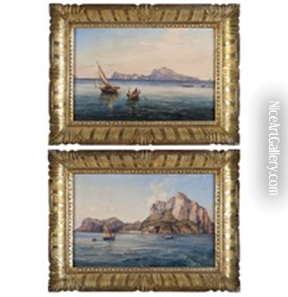 Vedute Dell'isola Di Capri (pair) Oil Painting - Ercole Gigante