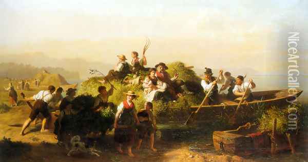 Harvest Time Oil Painting - Julius Kockert