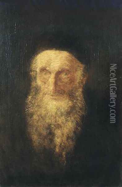 Old Rabbi c. 1900 Oil Painting - Laszlo Mednyanszky