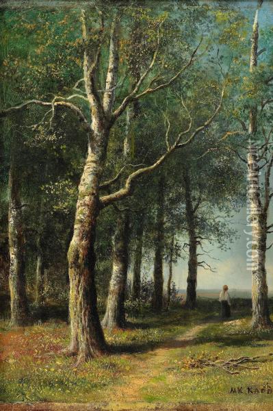 Under The Birch Trees Oil Painting - Mikhail Konstantinovich Klodt