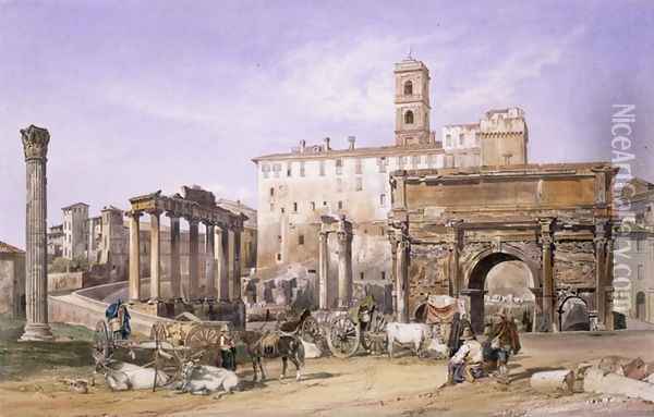 Campo Vaccino in Rome, 1844 Oil Painting - Thomas Hartley Cromek